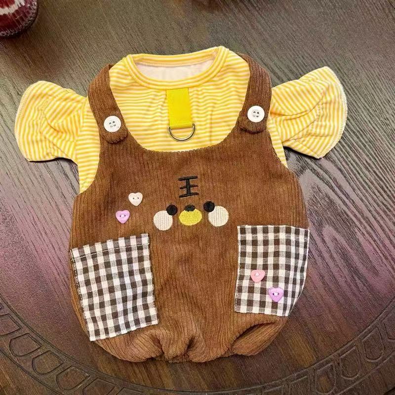 T854 Dog Clothes Spring and Summer Thin Fake Two-Piece Pocket Sweatshirt Anti-shedding Pet Teddy Panda Mi Small Dog