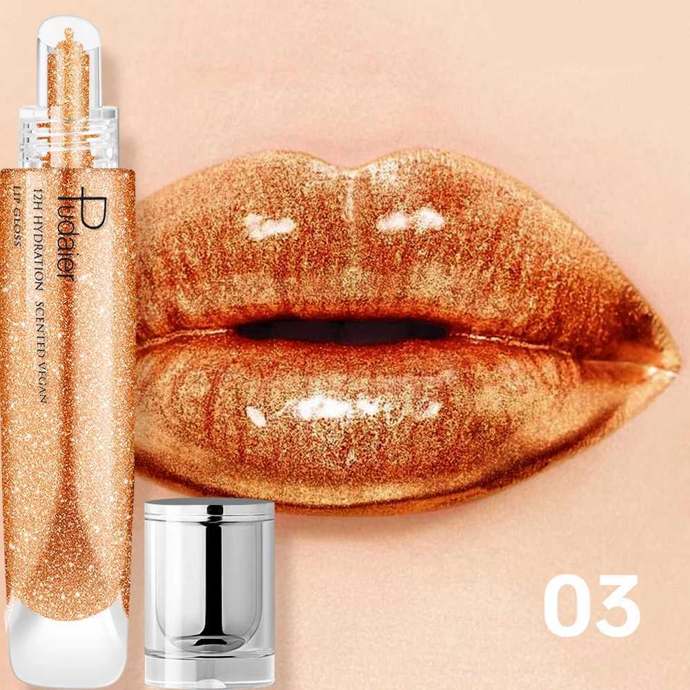 Pudaier Mirror Liquid Lacquer Lip Gloss Pearlescent Lip Glaze Moisturizing Lip Plumping Makeup G250728