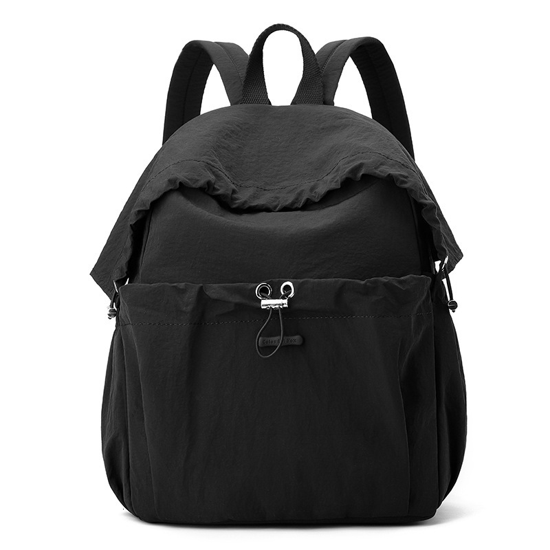 Colorful Fox Japanese and Korean New Women's Solid Color Pleated Nylon Lightweight Commuting Large Capacity Backpack ddmymoon