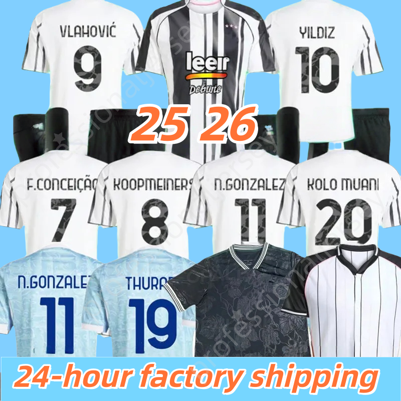 24 25 26 Juve Soccer Jerseys Fans Player Home Away MILIK DIMARIA VLAHOVIC KEAN POGBA CHIESA MCKENNIE LOCATELLI Football Shirt Men Kids kit