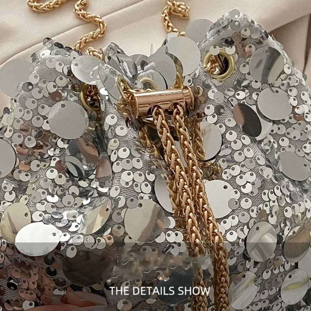 Mini Shiny Evening Banquet Bag Glitter Handbag Sequin Shoulder Bag Metal Chain Blingbling Tassel Crossbody Bag Party Y250729