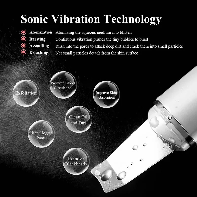 Ultrasonic Skin Scrubber Vibration Face Spatula Blackhead r Shovel Clean Cavitation Peeling Facial skin care 250726