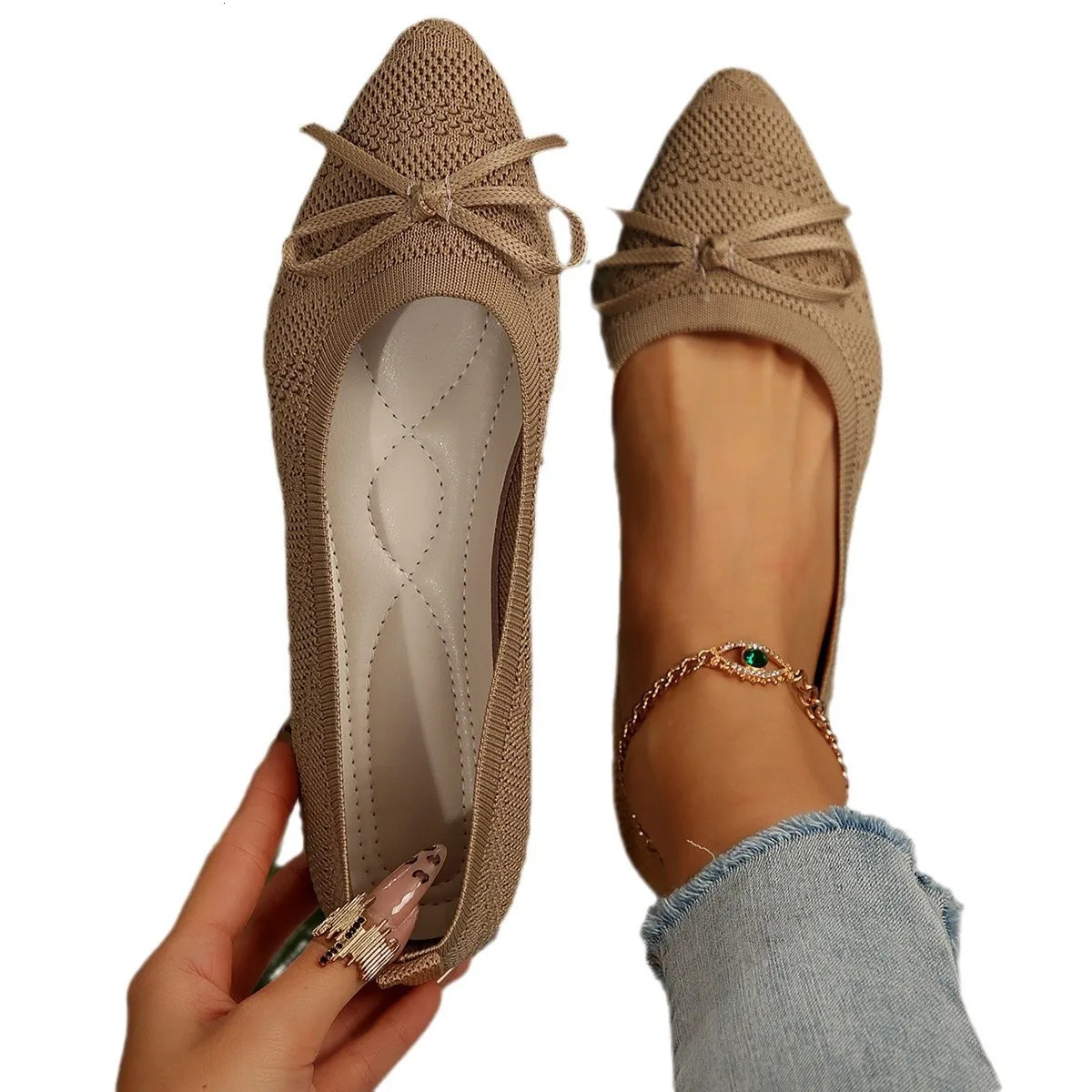 Summer 2024 Style Pointed Toe Shallow Mouth Breathable Comfortable Casual Flats Shoes Wear-resistant Non-slip Loafers Women 250724
