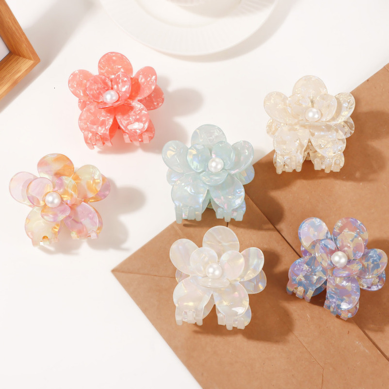 Goreisi for Women, Autumn and Winter Accessories, New Pearl Flower Hair Women's Back of Head Ponytail Claw Clip, Shark Clip