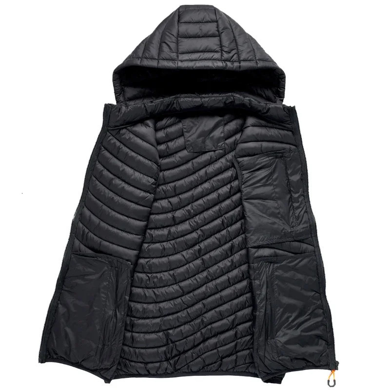 Fashion Casual Pockets Waistcoat Windproof Jacket Winter Male Men Sleeveless Down Vests Solid Hooded Vest men Jackets 250730