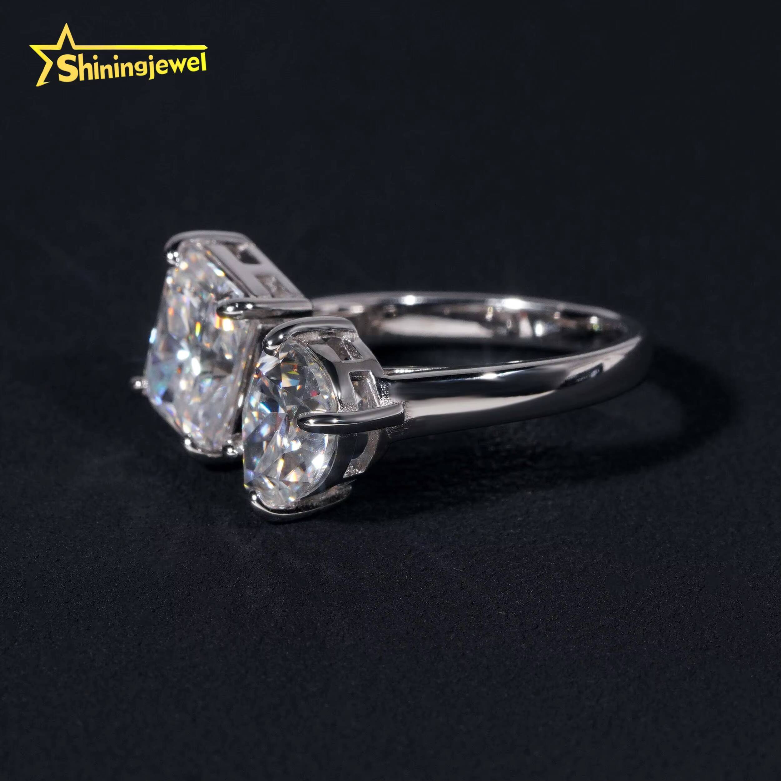 Romantic Lady 925 Silver Cushion Cut Moissanite Ring Custom High Quality Moissanite Ring Wedding Party Gifts Women Ring