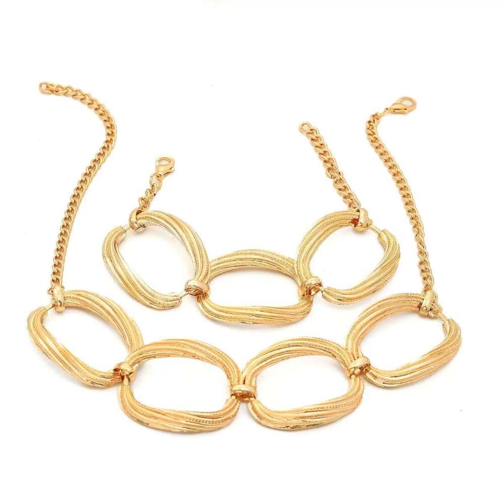 Personalized Trendy Multi-layer Geometric Exaggerated Necklace Bracelet Fashion Jewelry Set