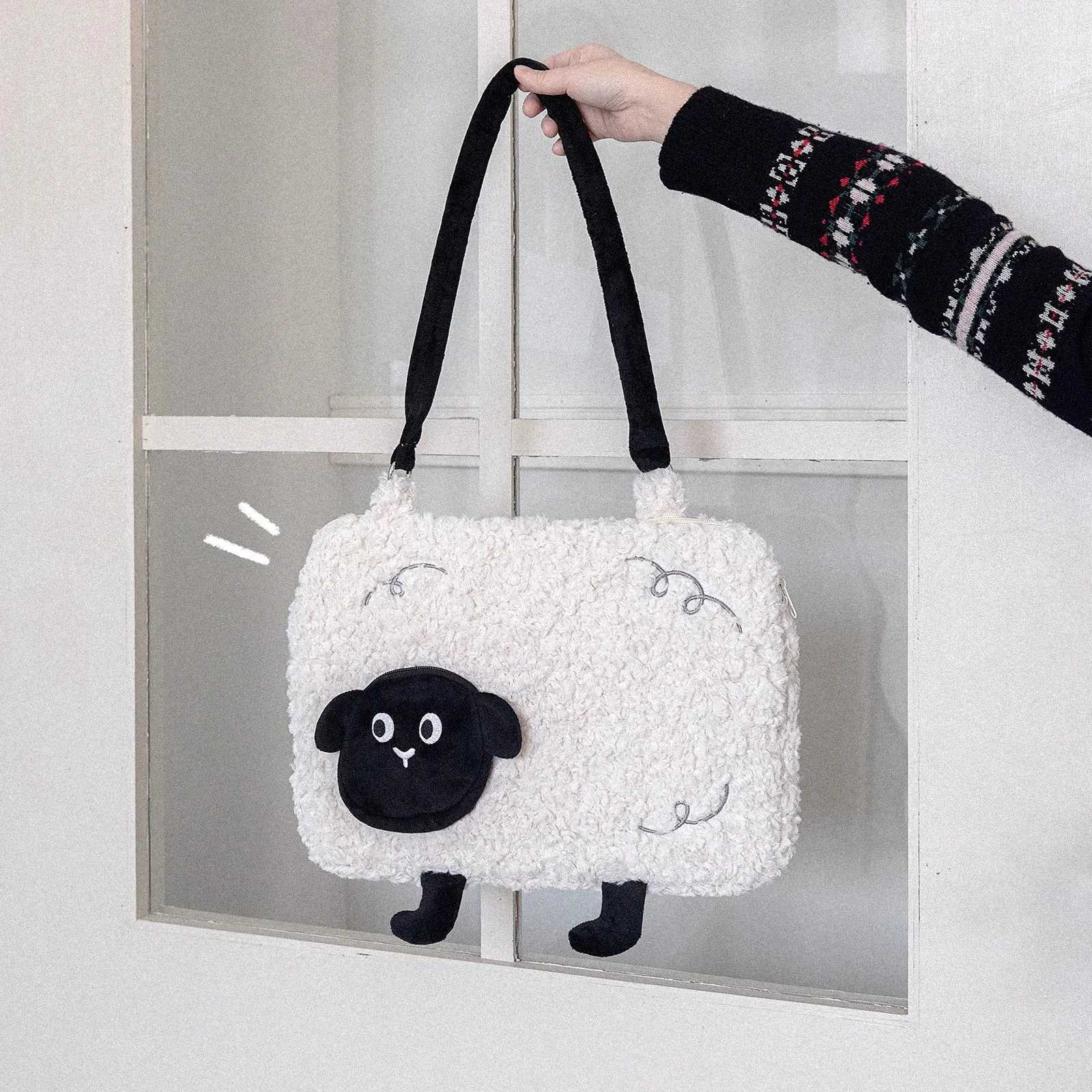 ute Plush Sheep Laptop Bag Notebook Pouch for MacBook Air Pro 13 14 15 Dell Samsung Xiaomi 15.6 16 Inch Laptop Shoulder Bag y250730