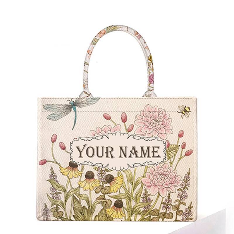 Spring And Summer Personalized Fashion Printing Large Capacity Canvas Name Custom Letters Tote Women Commuter Travel Bag