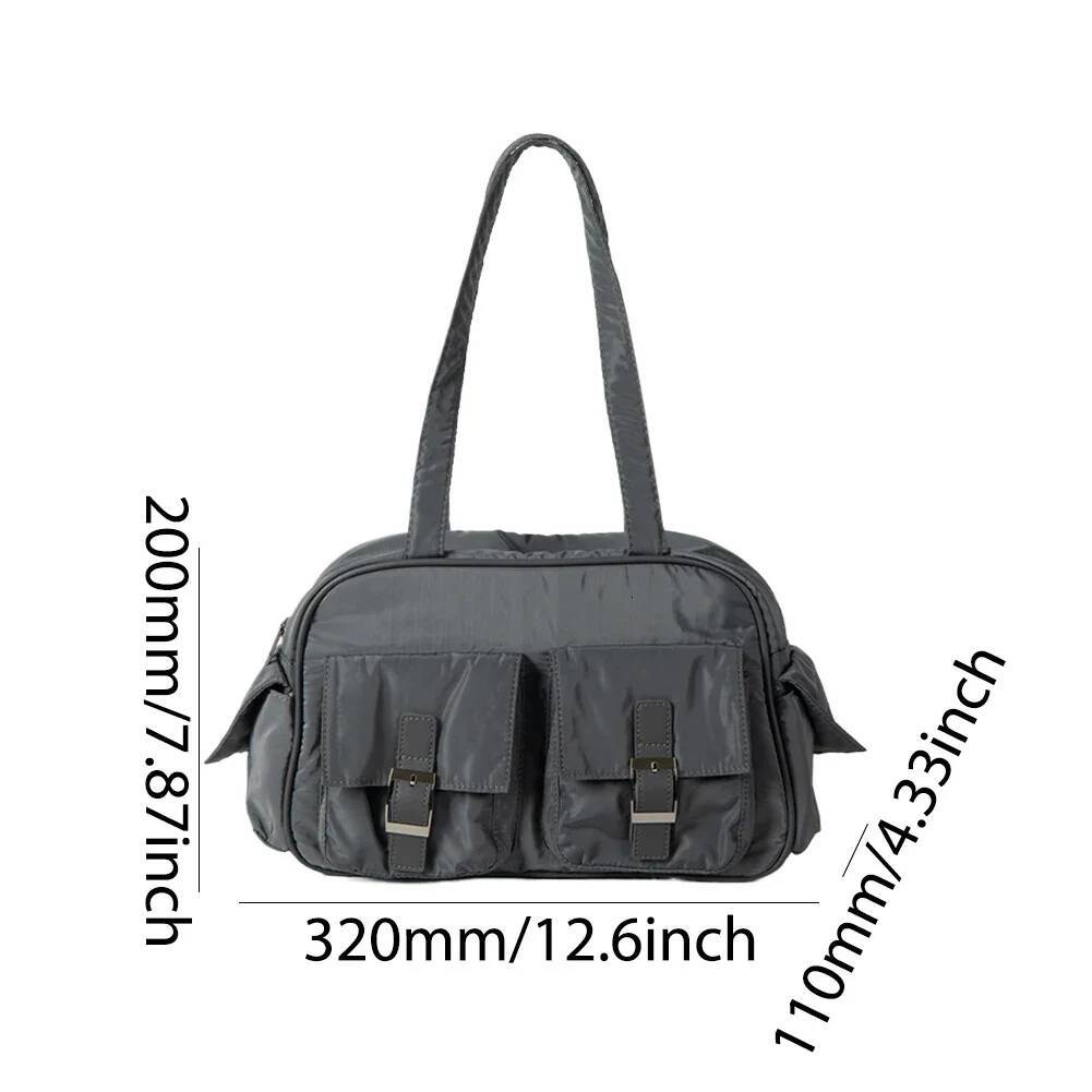Multi Pockets Tote Large Capacity Handbag for Women's Travel Solid Shoulder Nylon Simple Armpit Bag Ladies Underarm Bags high-quality