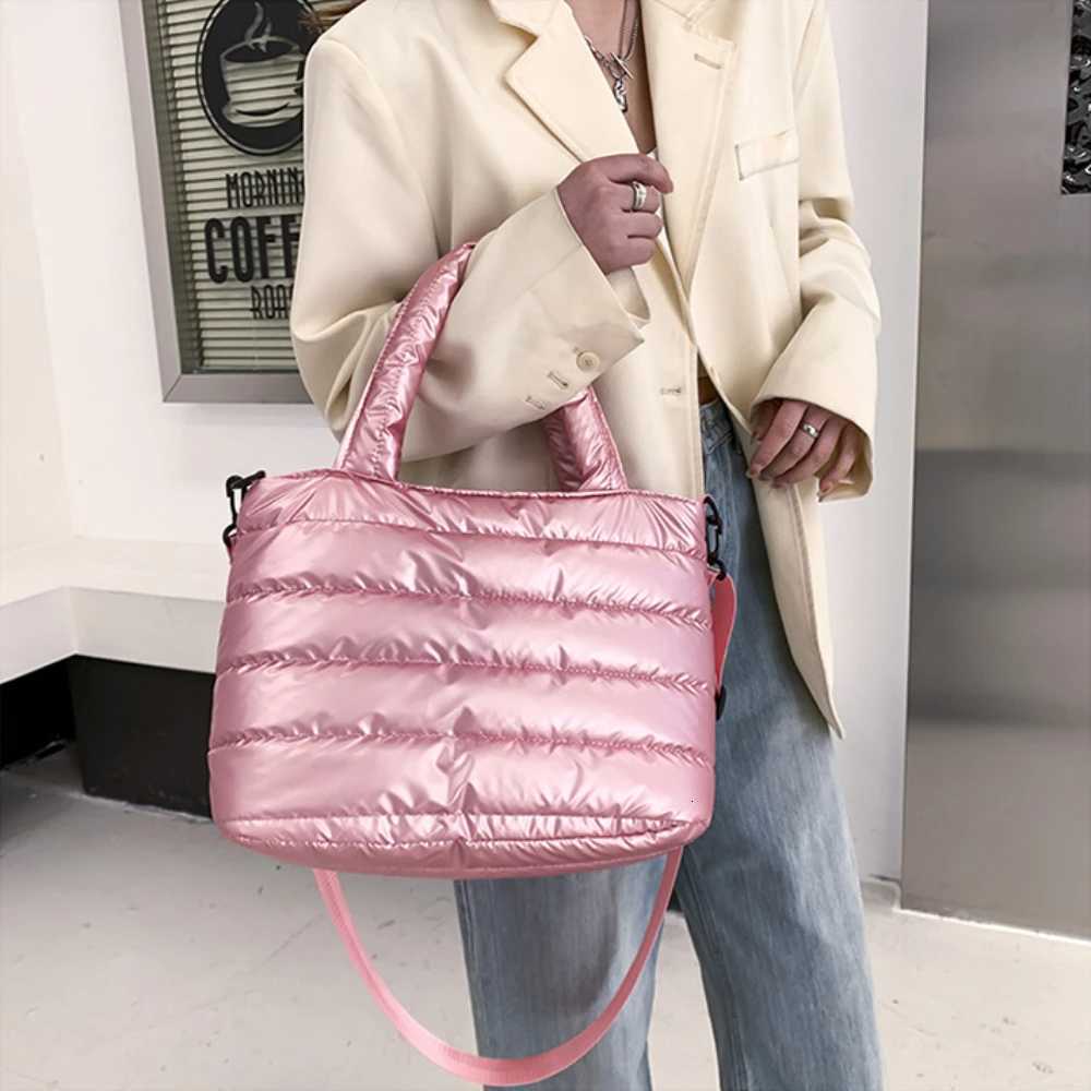 New Puffer Tote Bag for Women Quilted Puffy Handbag Lightweight Down Cotton Padded Shoulder Bag Down Padding Crossbody Handbag Y250730