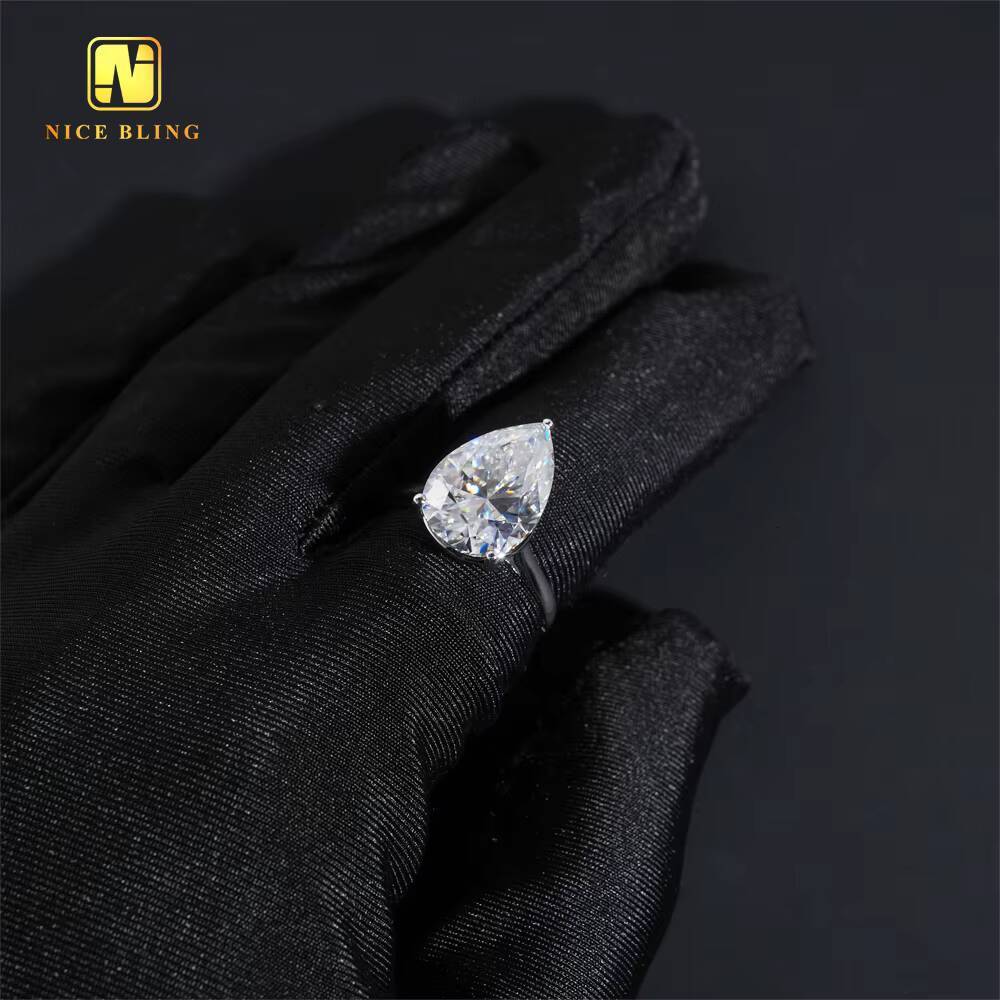 Pear Cut Big Moissanite Stone Wedding Ring 925 Sterling Silver VVS Moissanite Rings Jewelry Diamond Engagement Ring for Women