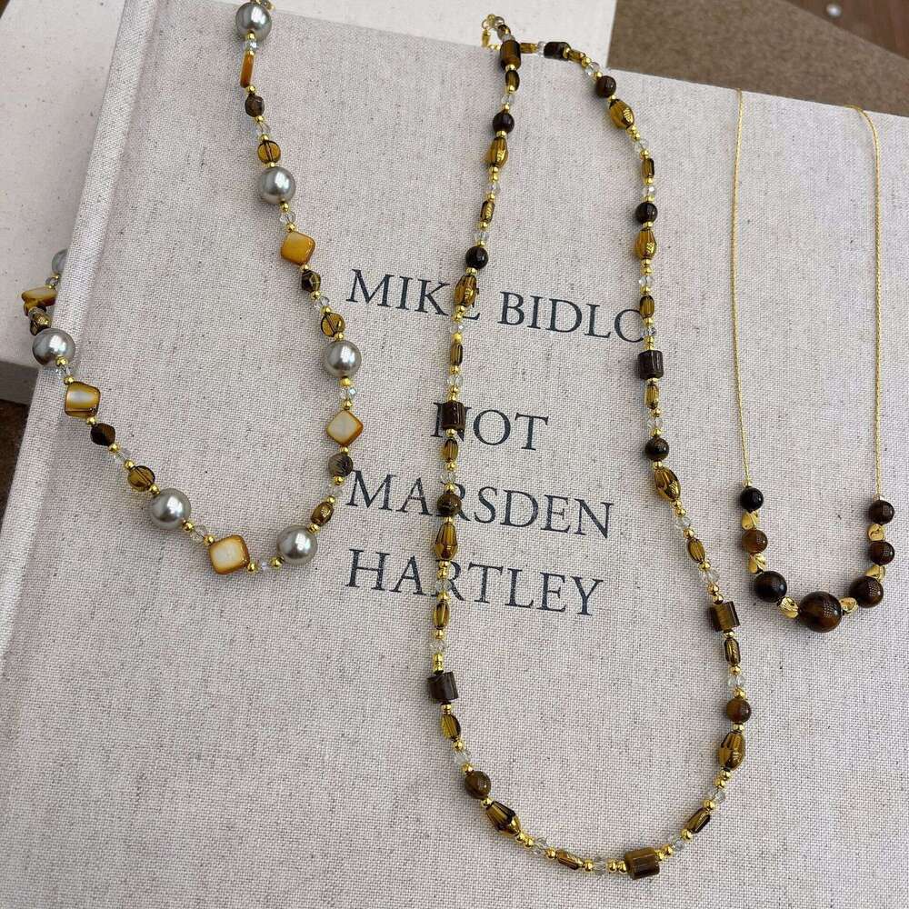 Natural Tiger Eye Stone Melad Style Autumn Winter Long Sweater Chain for Women High-end 2024 New Light Niche Necklace 14b