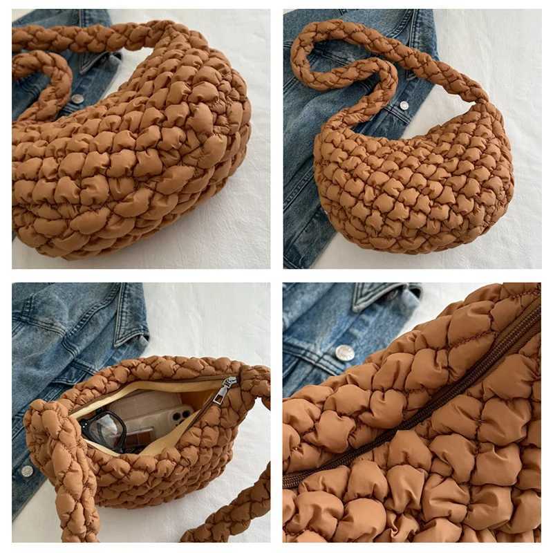 5 Winter Soft Pleated Plaid Shoulder Bags for Women Casual Handbags Versatile Crossbody Bags for Daily Use Y250730