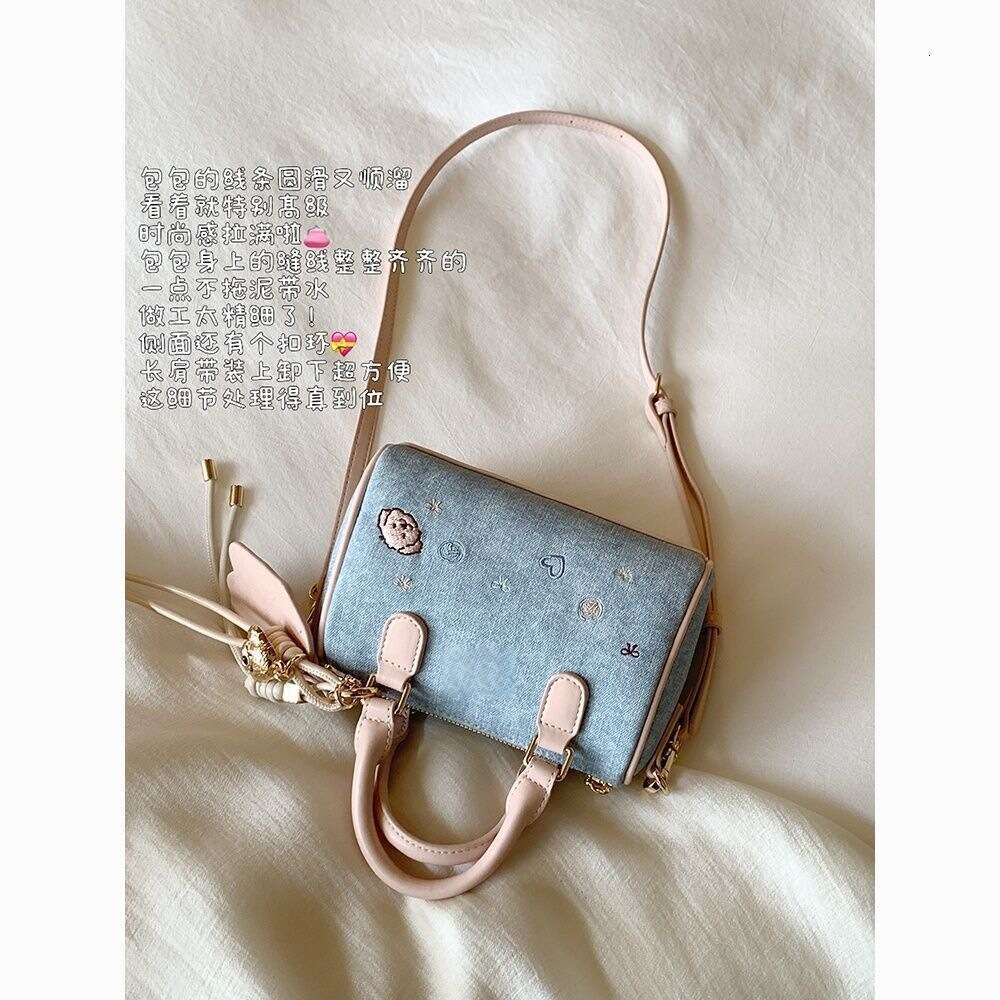 2025 New Soft Pink Morning Light Pillow Denim Fashion Single Shoulder Crossbody Handheld Stylish Women's Bag Trend