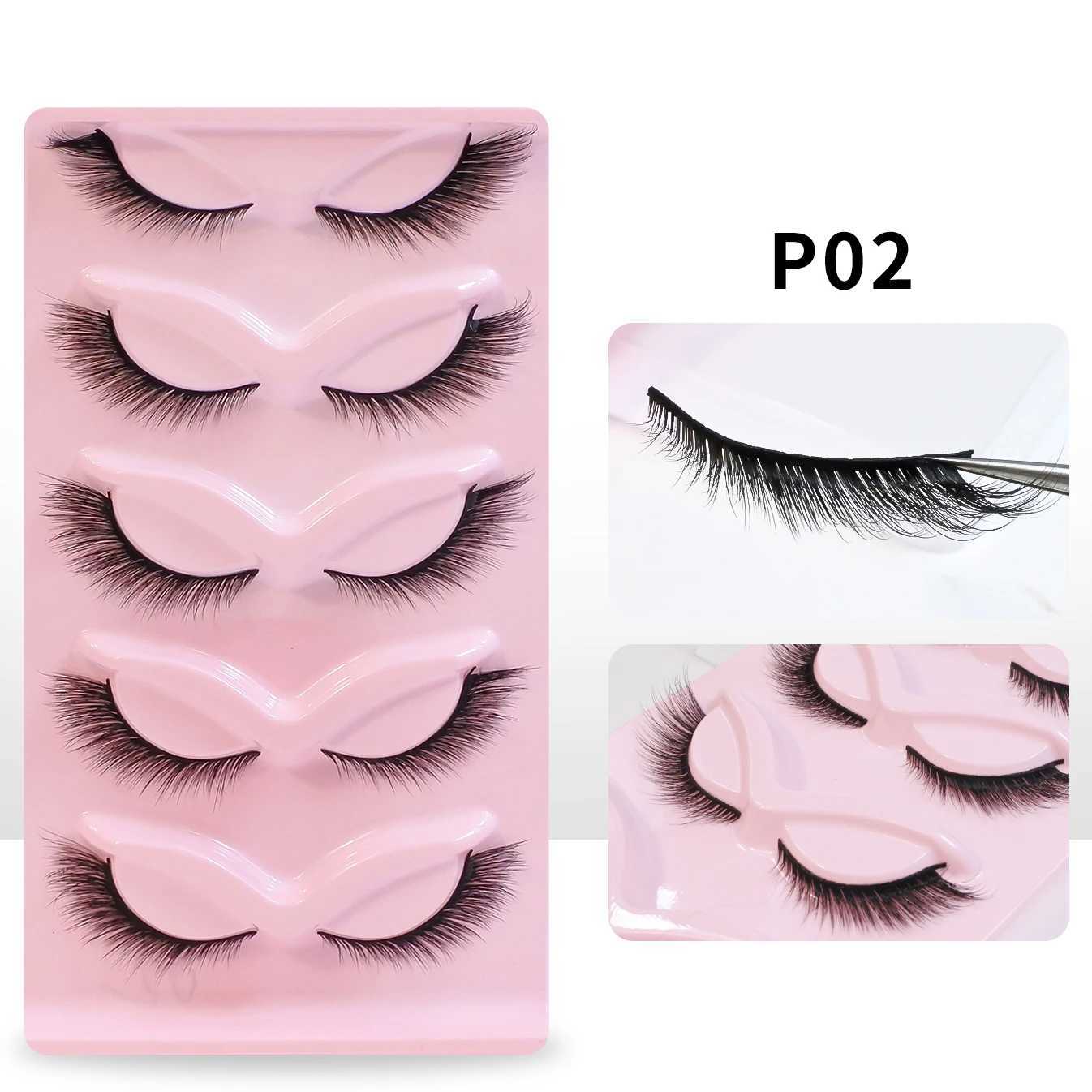 5 Pairs Cat Eye Lashes Makeup Wholesale Natural Look End Eye Elongate Fox Eye Faux Mink Lashes Z250730