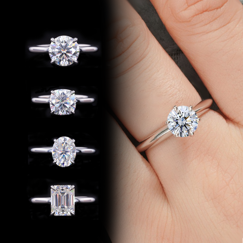 Customized Jewelry 1CT DE VS VVS IGI Tulip Setting Round Brilliant Cut Lab Diamonds 18K Gold Rings