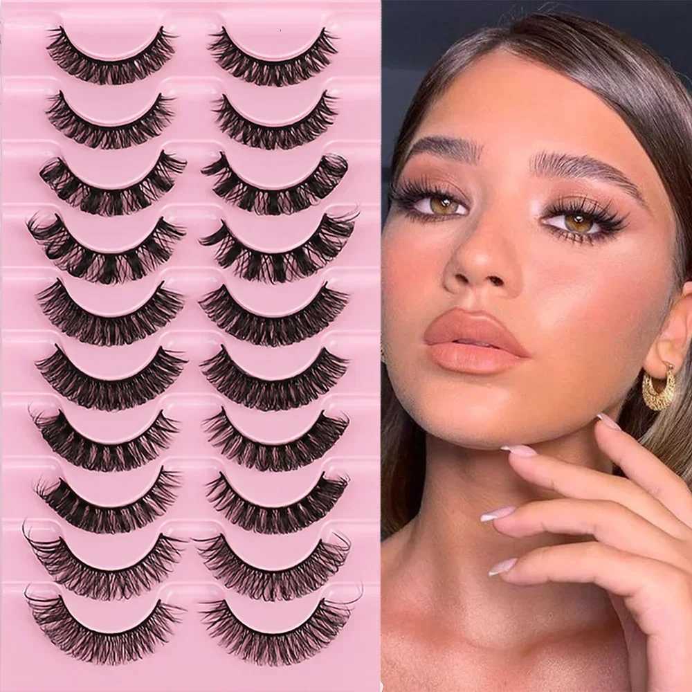 10 pairs DD Curl Lashes Russian Strip Lashes 3D Mink Eyelashes Natural Long Reusable Fluffy Eyelash Extensions Z250730