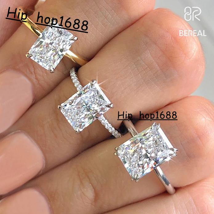 Wholesale Vvs Moissanite Engagement Rings Women 925 Silver 10K 14K 18K Gold Plated Emerald Radiant Oval Cut Diamond Rings