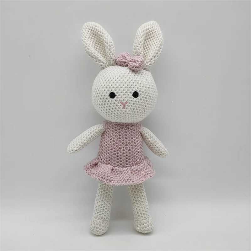 1 pcs new handmade rabbit crochet wool doll wool animal stuffed plush toy baby soothing Knitted couple rabbit Cuddle Doll X250730