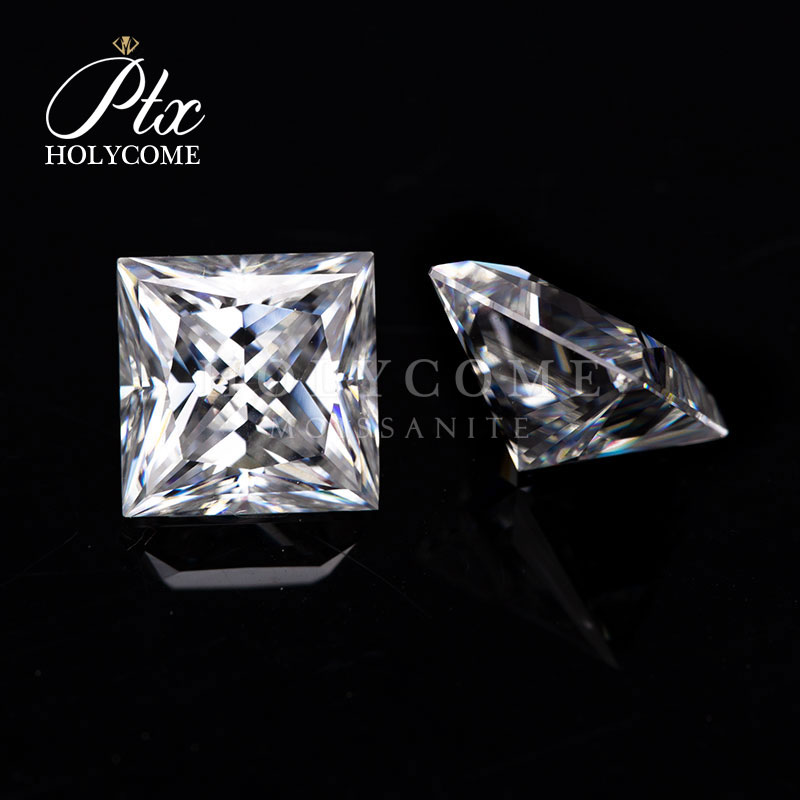 Real Princess Cut Lab Created Moissanite Stone 0.1ct-8ct D Color Square Shape VVS Quality Synthetic Gems Loose Moissanite Stone for Jewelry Making