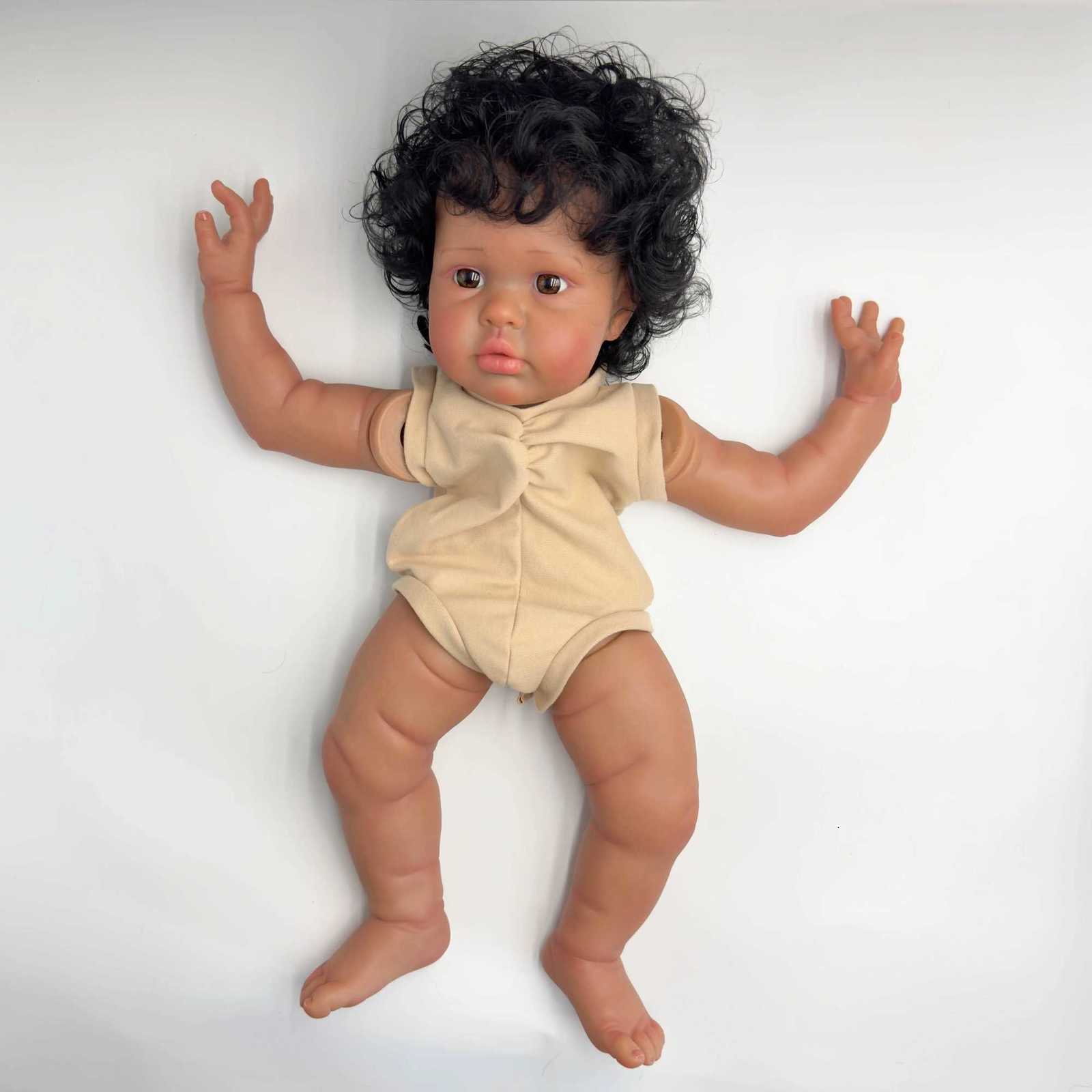24-inch NPK Ellie Lifelike Unfinished Reborn Doll kit painted Doll kit Doll parts with Curly Black hair XJ250730