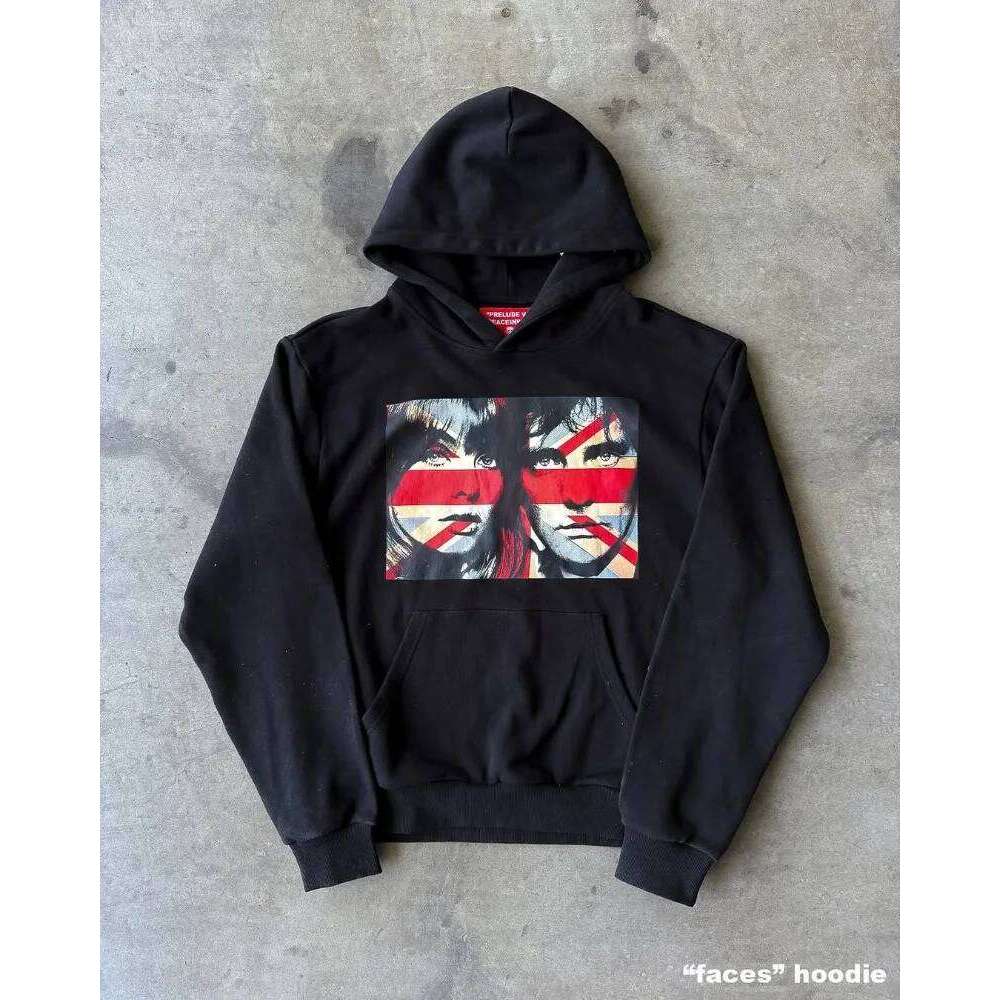 2025 American Retro Design Haruku Y2K Casual Loose Hoodie Men New Street Hip-hop Fashion Punk Oversized Sweatshirt Women