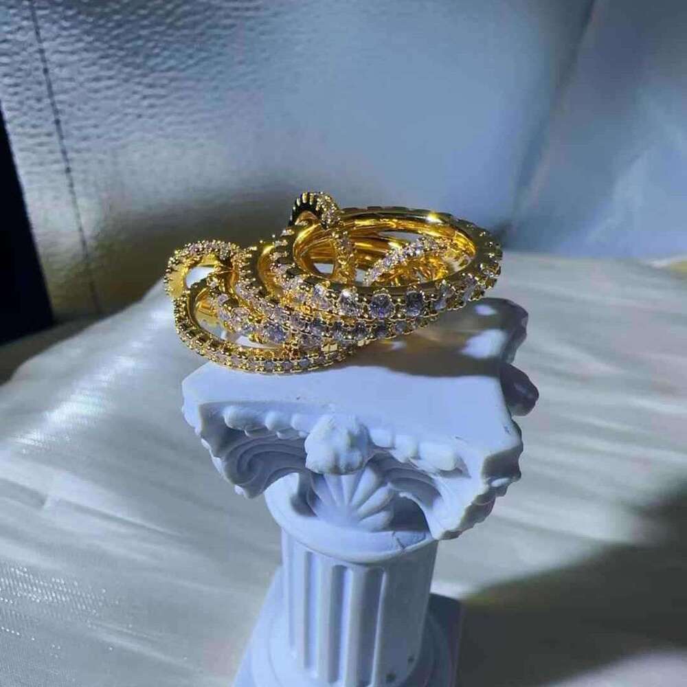 New 4-Ring Stacking Inlaid with Full Zircon Couple Rings Exquisite Fashion Jewelry