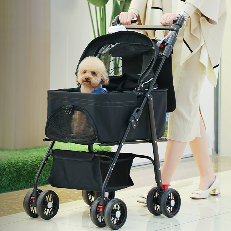 Pet stroller suitable for small and medium-sized dogs, lightweight small cat and dog stroller, detachable straps, suitable for car seats and handheld,