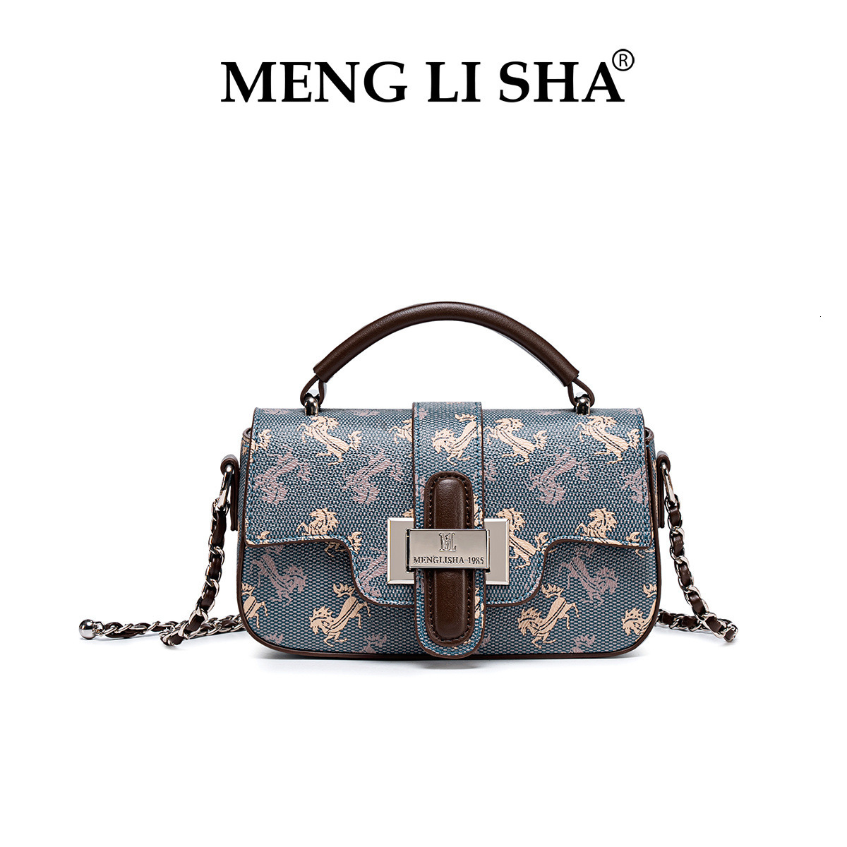 Spring Summer New Crossbody Women's Shoulder Versatile Chain Print Small Square Bag Niche Commuter Light Luxury Handbag ddmymoon