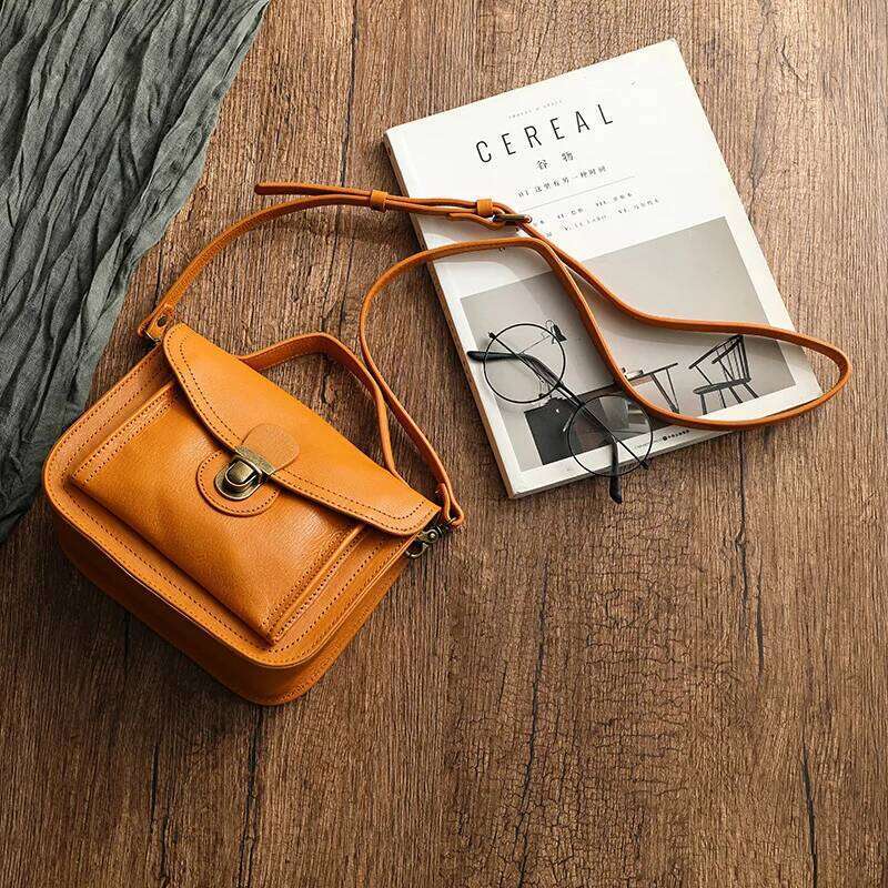 Style Full Grain Leather Messenger bag For Woman Lady Handbags Outdoor Shoulder Bag Anti Theft Female Totes Soft Cowskin OLOEY