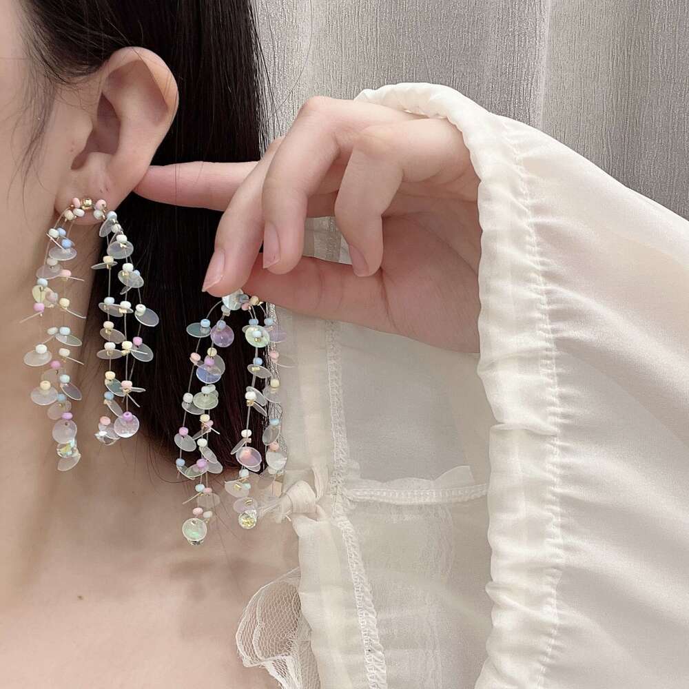 TikTok Super Beautiful Monet Garden Dopamine Beaded Flower Girl Heart Stud 2025 Spring New Earrings 1a5