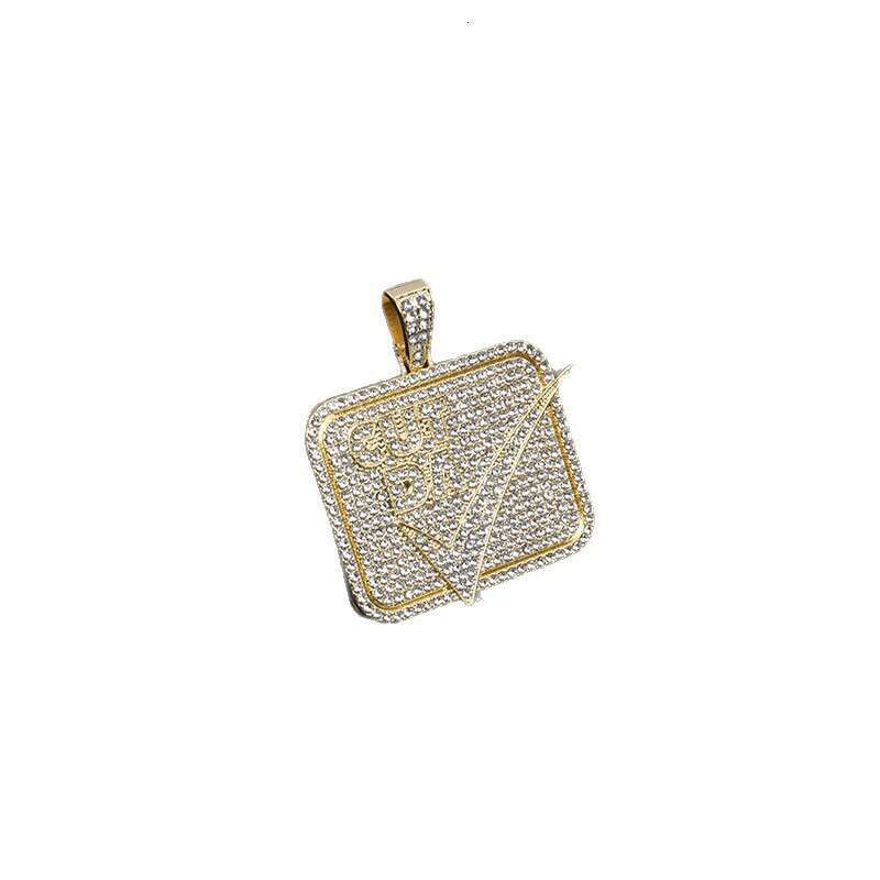 New Full Dia Small Square Pendant Personality Creative Braided Chain Hip Hop Trendy Necklace