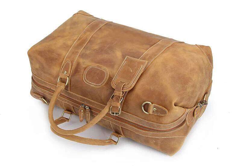 Vintage Crazy Horse Genuine Leather Men's Travel Large Lage Male duffle Bag Overnight Tote Weekend bag Big M110