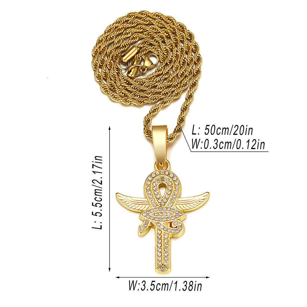 New Product Personalized Creative Alloy Full Dia Cross Eye of Horus Hip Hop Style Necklace