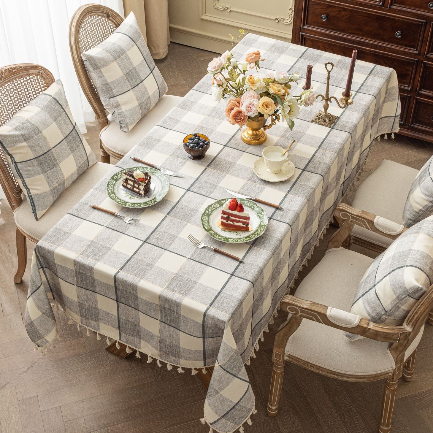 YL-36858 imitation linen printed tablecloth waterproof and oil-proof washable Bohemian ethnic style table cloth rectangular coffee table desk