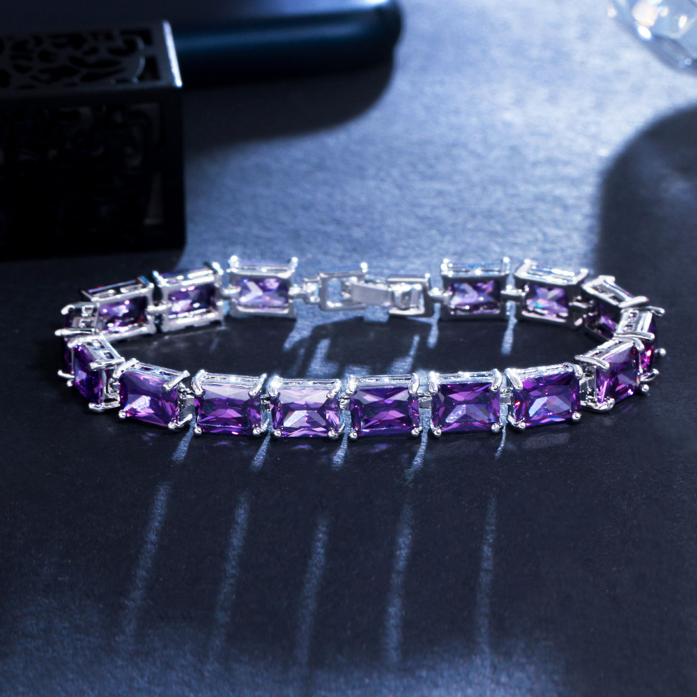 2025 Choucong Top Sell Women Fashion Jewelry 18K White Gold Fill Multi Color Princess Cut 5A Zircon CZ Diamond Elegant Lady Wedding Bridal Rectangle B