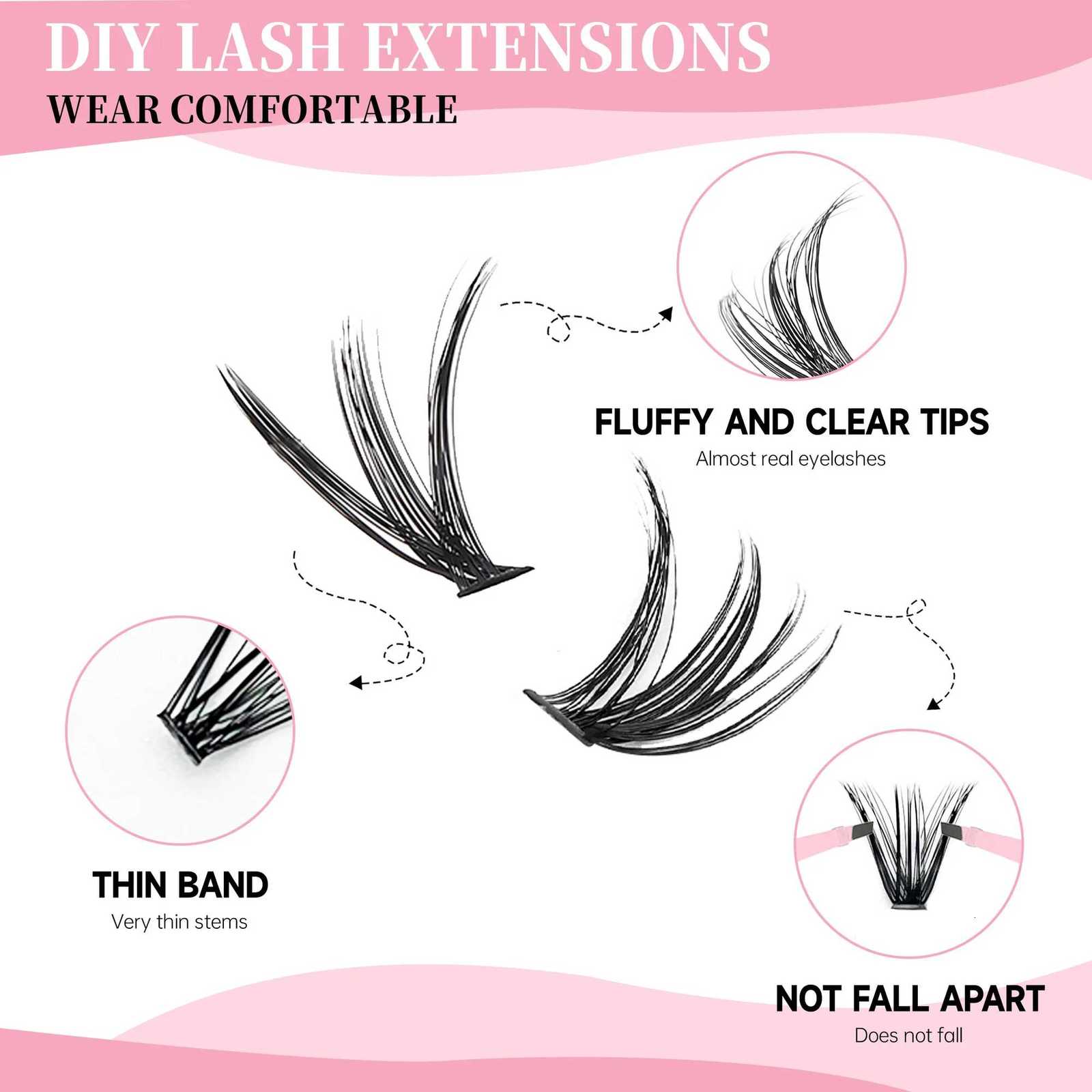 200 PCS Eyelash Clusters Lash Bond and Seal Makeup Tools DIY Eyelash Extension Kit for Gluing Eyelashes Gluing Glue Accessories Z250730