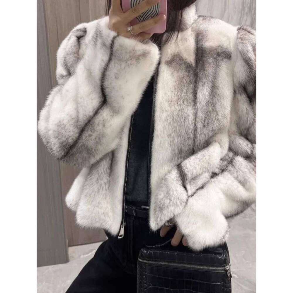 2024 New Fashion Mink Thickened Furry Short Faux Coat Women Synthetic Fur Jacket Winter Clothes