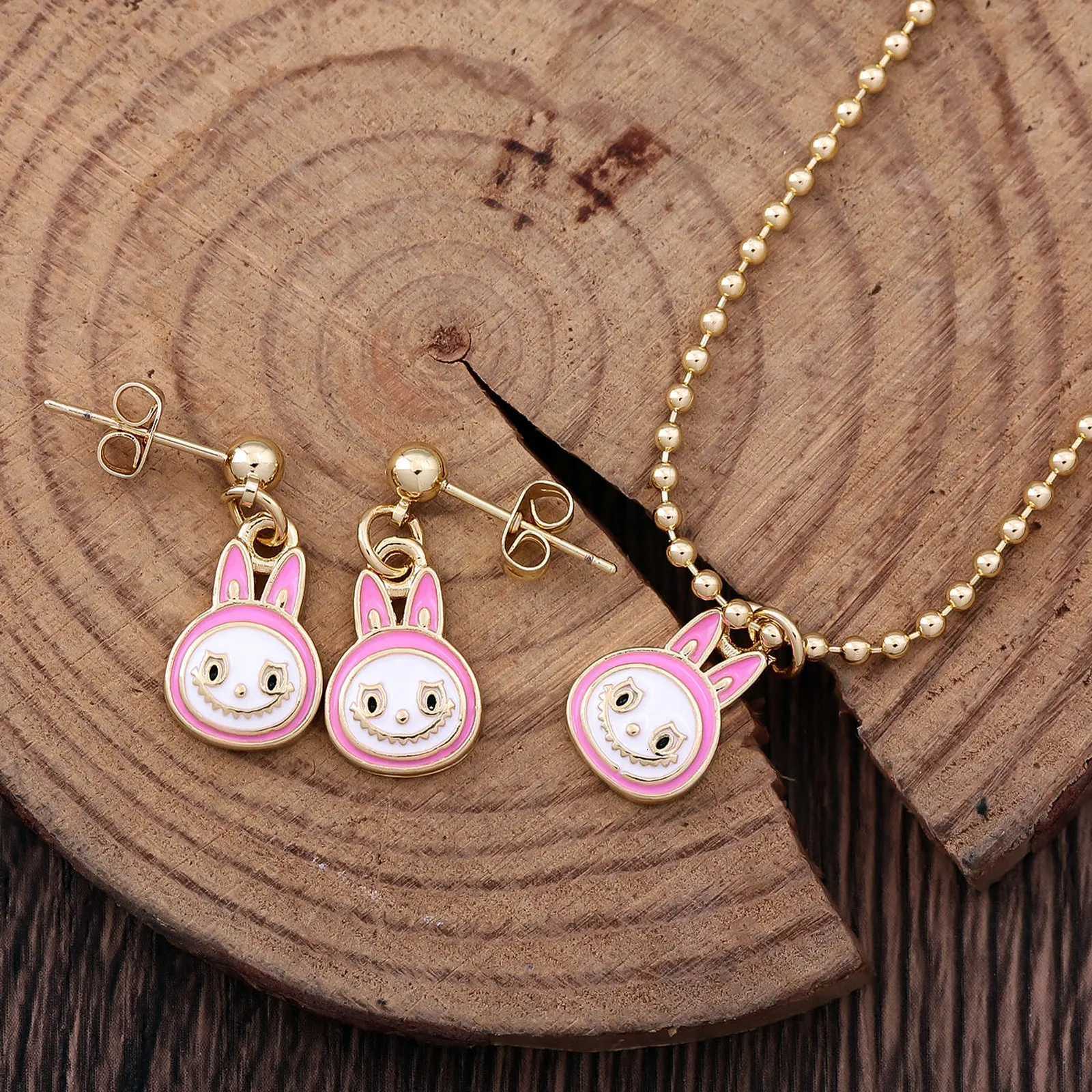 anime Forest Elf Necklace Earrings Wens Two-piece Set Cute Rabbit Fun Forest Guardian DIY Pendant Jewelry Accessories Gift Y250730