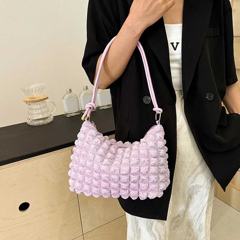Canvas Wrinkle Bag for Women Shoulder Bags Pleated Bubbles Handbags Padded Casual Underarm Quilted Bag Tote Cloud Bag Purse Y250730