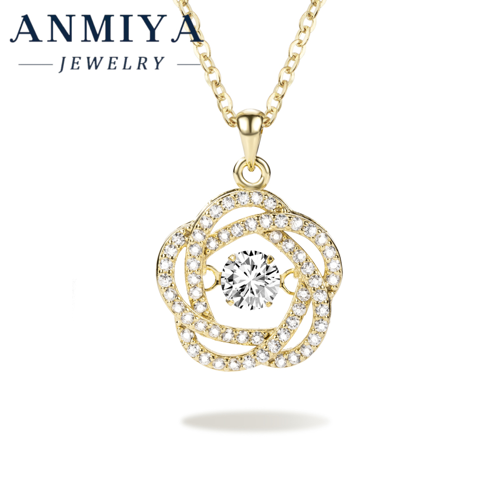 Floral Design 925 Silver Jewelry Necklace, Rose Silver Pendant Necklace for Spring and Garden Party