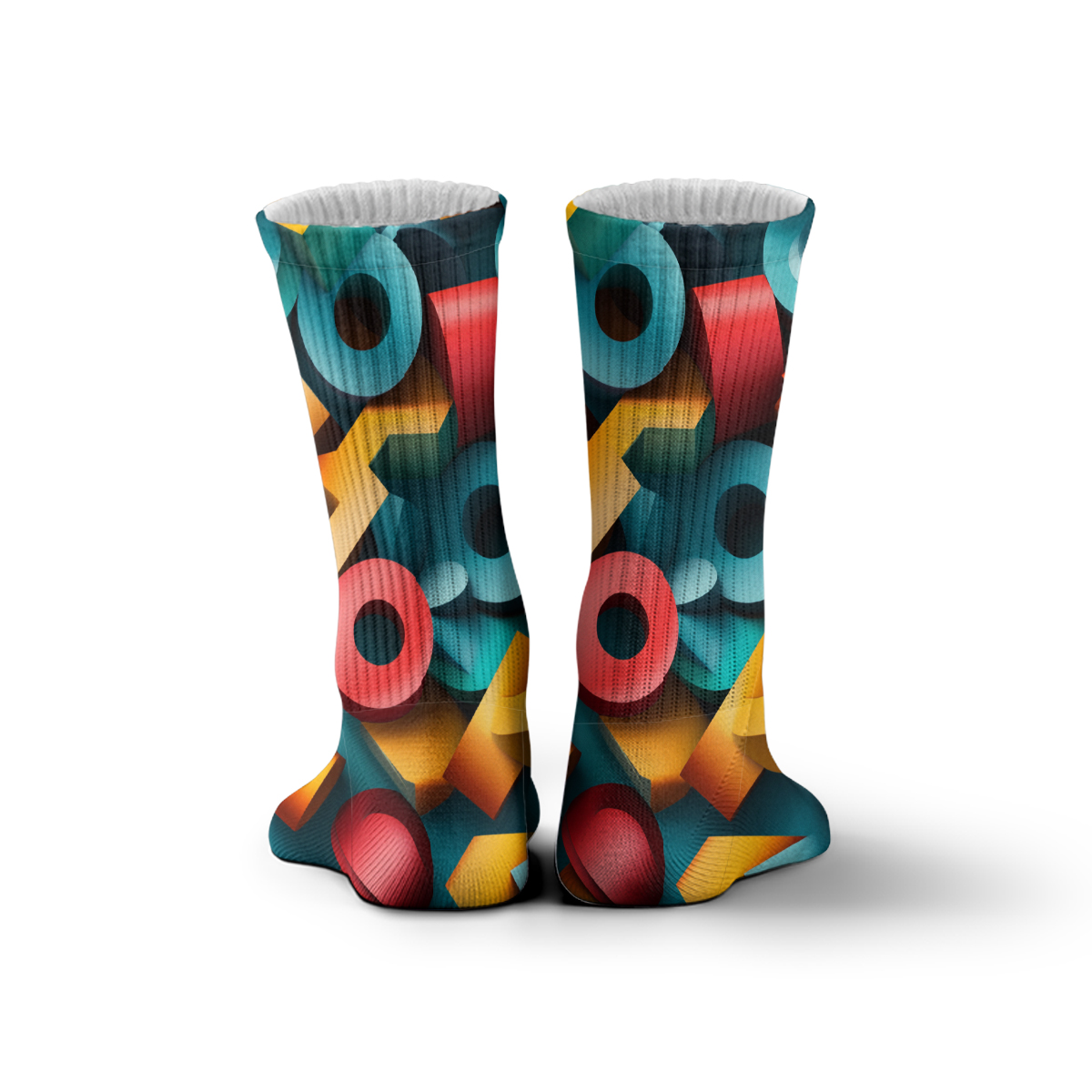 Geometric 3D Color Block Unisex Tube Socks C105