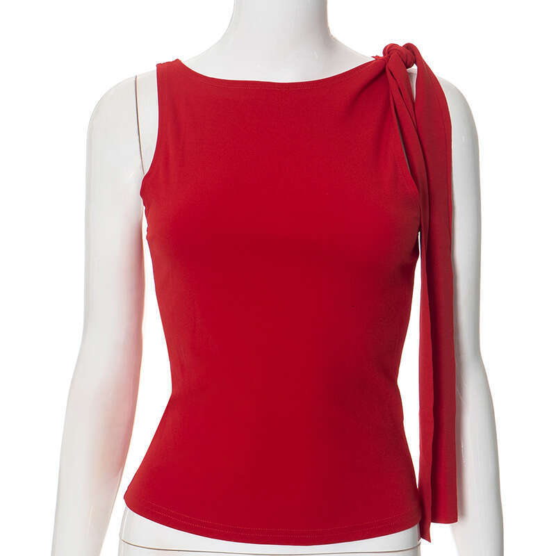 Ytp066 Women's Summer New Solid Color Sleeveless Waist-Tie Navel-Exposing Sexy Slim Top B5