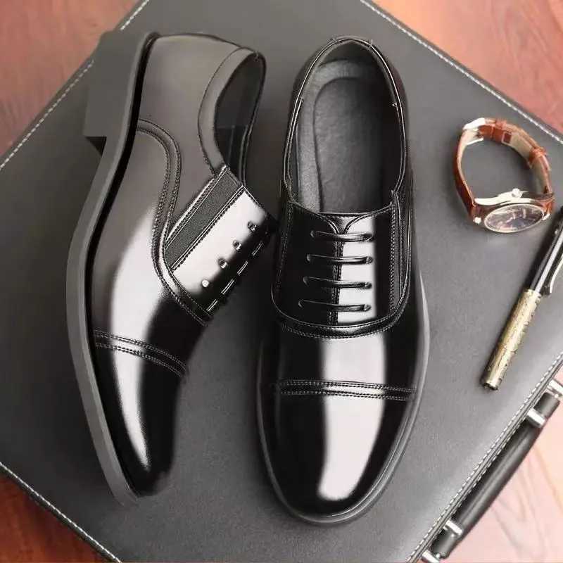 Social Shoe for Men Black Dress Shoes Man Business Spring Autumn Gentleman Elegant and Classic Legitimate Leather Suit Official Y250730