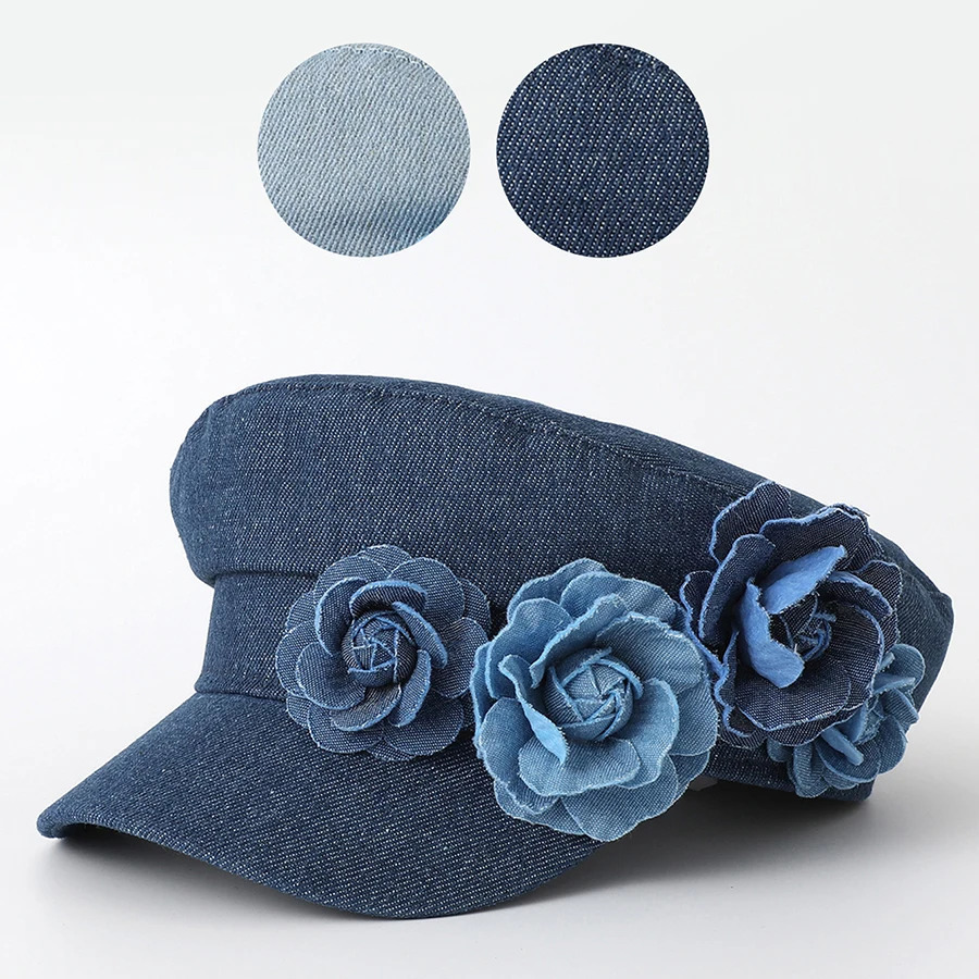 Womens Denim Beret Fashion Ladies Trendy Flat Top Captain Military Caps 250729