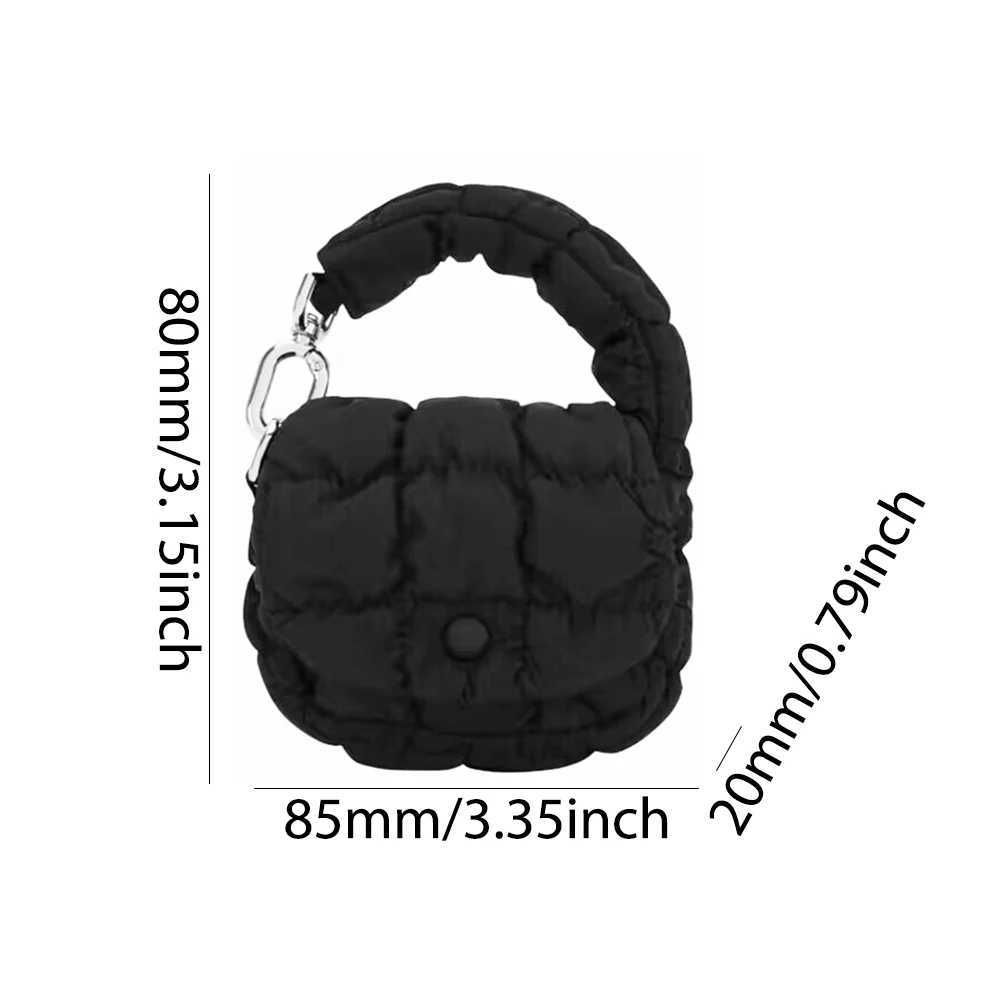 Women Ruched Dumpling Bag Solid Color Cotton Puffer Handbag Pleated Top Handle Bag Flap Bag for Shopping Date Y250729