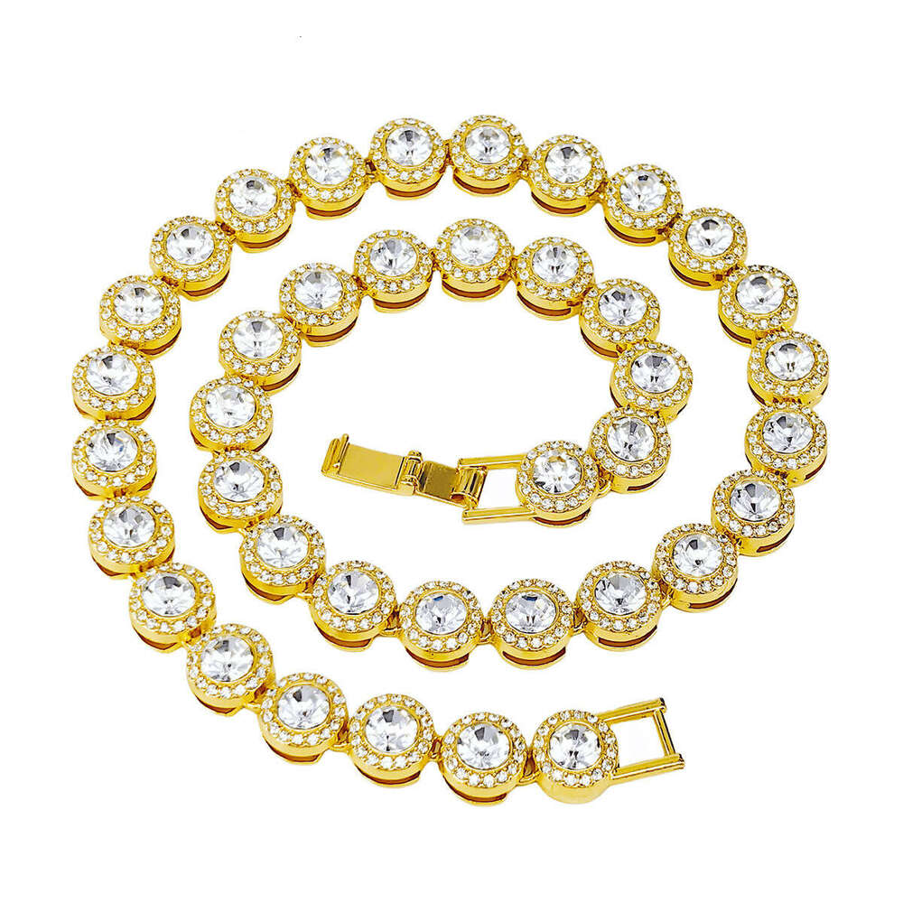 Hot Item Hip-Hop Necklace Multiple Specifications Creative Design Alloy Full Dia Round Cuban Chain Straight Hair