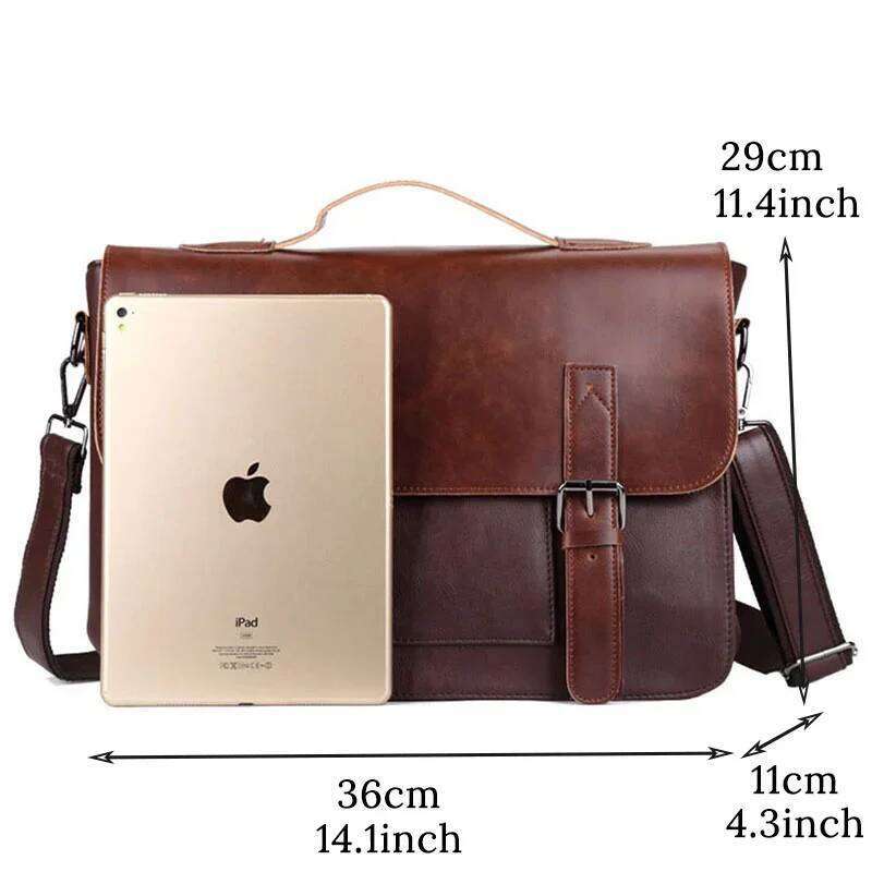 Retro Fashion PU Leather Crossbody Handbag Briefcases Laptop Bag Men Shoulder Messenger Bags
