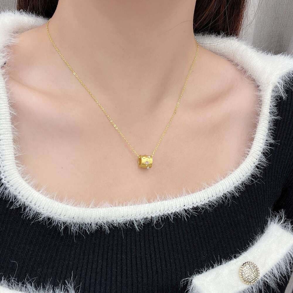 Colorful Pendant Necklace New Chinese Style Filigree Fortune Bead Slim Waist Elegant Versatile Collarbone Chain ffc